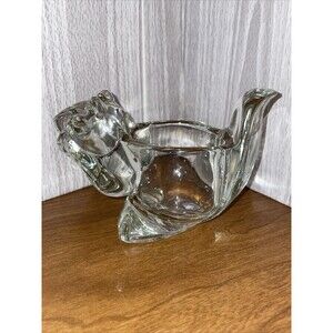 Vintage 1970s Avon Figural Clear Glass Crystal SQUIRREL Tea Light Votive Candle